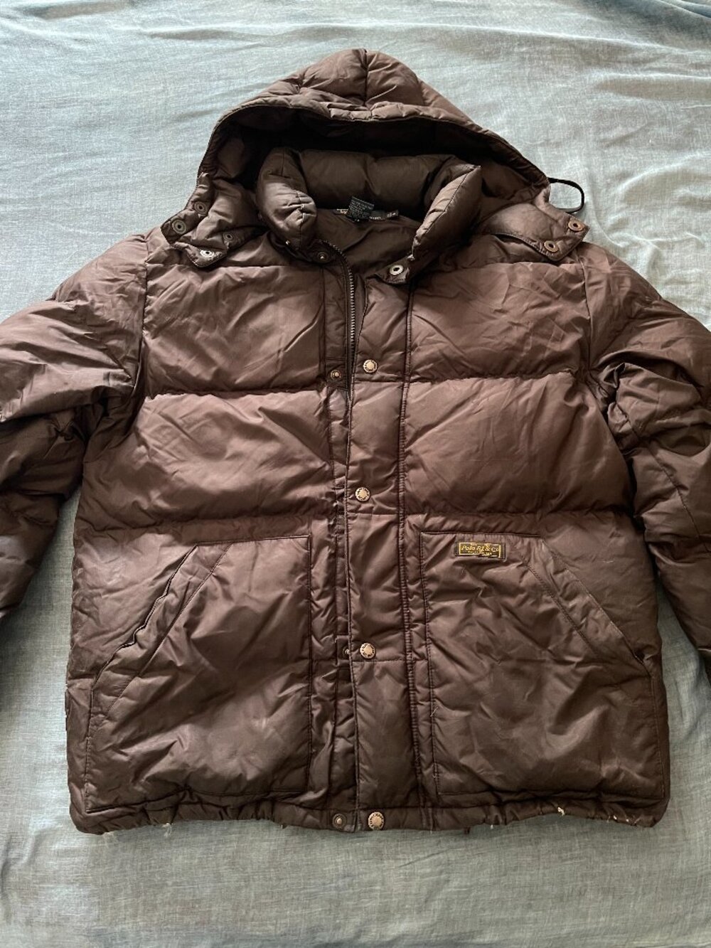 *FANTASTIC* POLO Ralph Lauren Puffer Jacket Removable Hood Goose Down Black L
